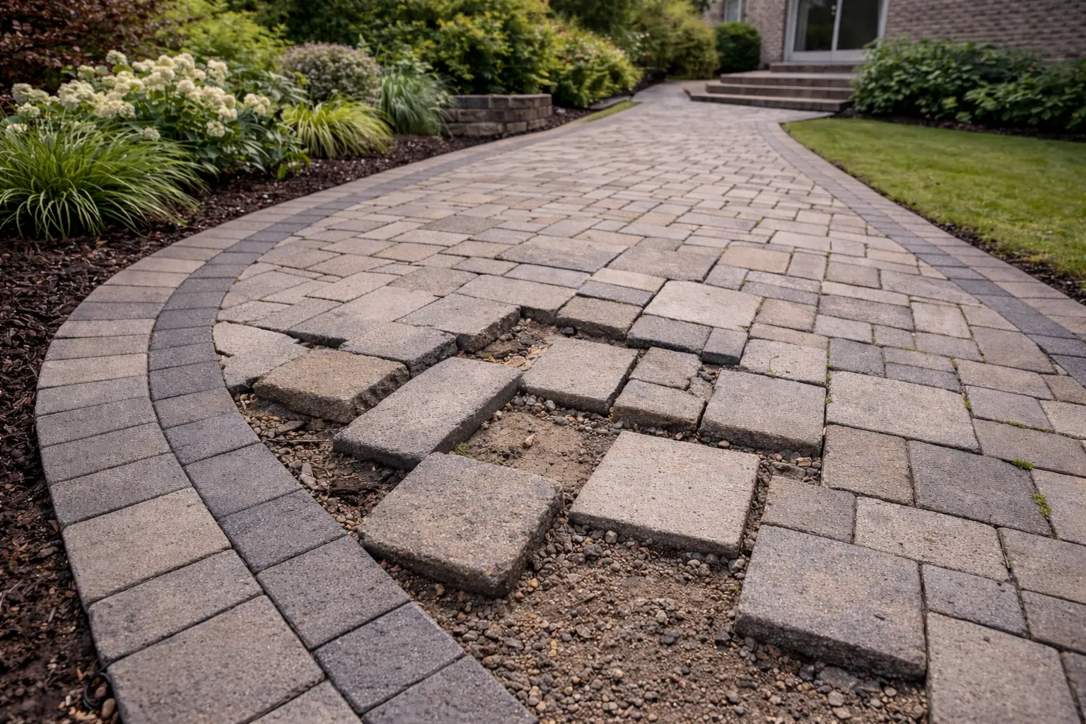 Uneven pavers leveled (after)