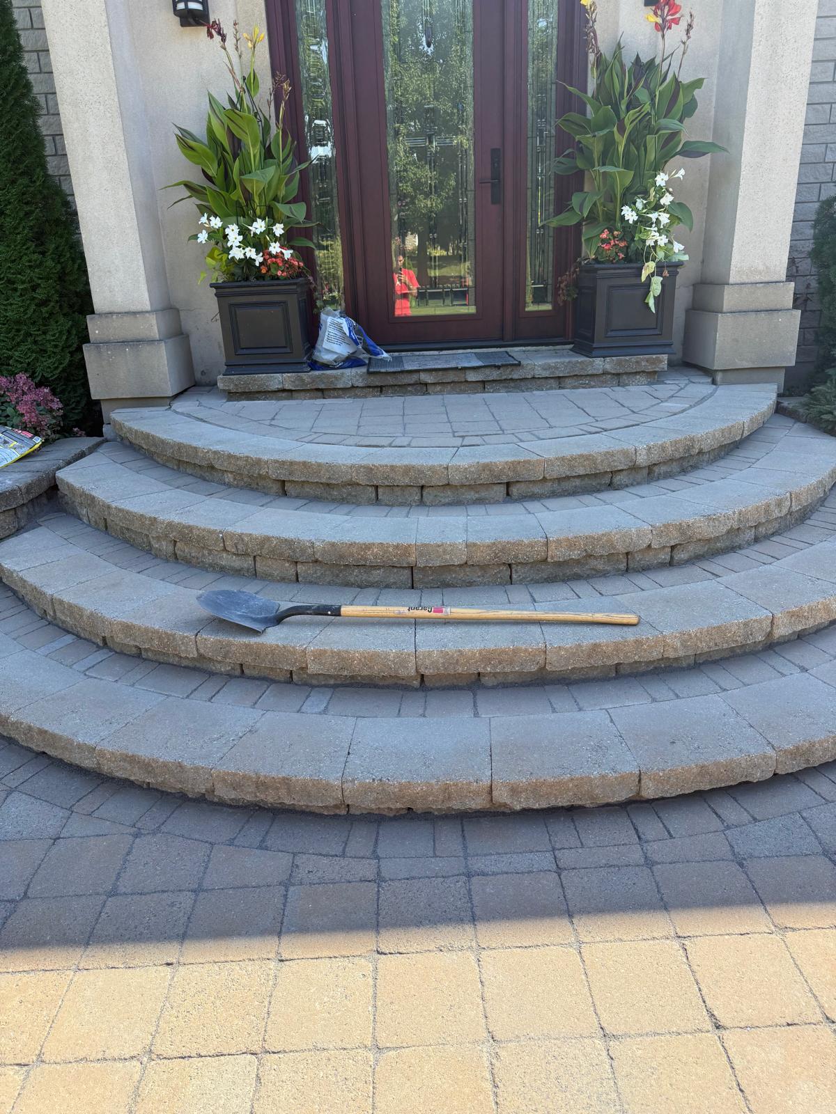 Curved interlock staircase at front entrance